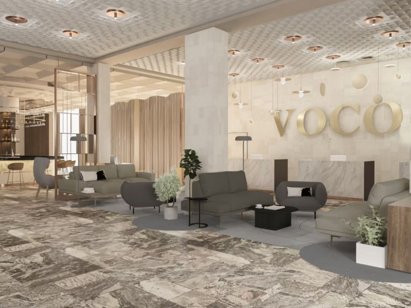 Hall d'entrée moderne du voco Katowice.